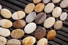 Petrified honey Palm wood / Fossilized Palm wood oval beads /23-26mm (ETB00098)