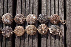 Turritella Agate 28-32mm round disc beads (ETB00336)