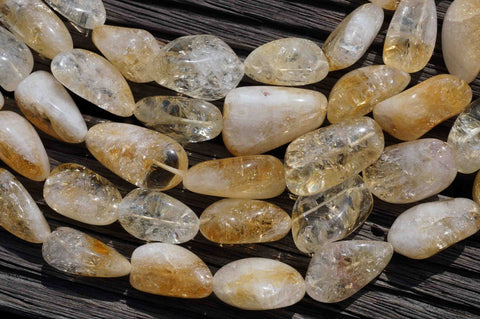 Natural Citrine quartz (Brazil) 14-20mm tumble beads (ETB00085)