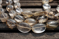 Natural Smoky quartz (Brazil) 16-17mm oval beads (ETB00113)