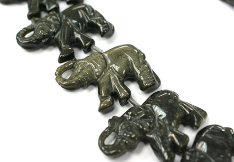 Golden Obsidian 33-39mm Elephant beads handmade (ETB00686)