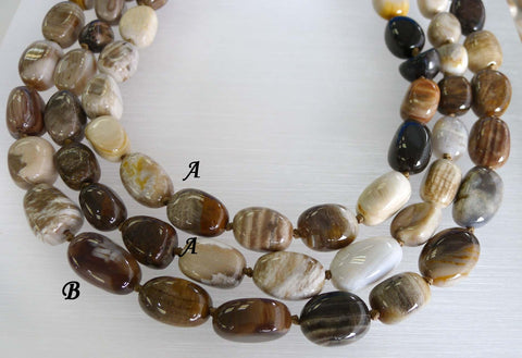 Wood Opalite/ Petrified Wood freeform beads (ETB00039)