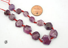 Genuine Ruby Corundum faceted hexagon beads (ETB00917)