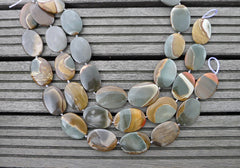 Landscape/ Polychrome jasper 25-30mm oval flat beads (ETB00230)