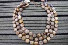 Wood Opalite/ Petrified Wood 14-17.5mm graduate button beads (ETB00215)