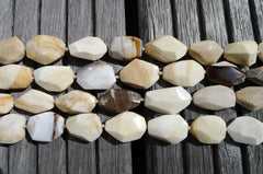 (SPL00023) Petrified Honey Palm Wood large faceted beads