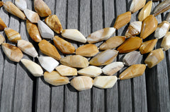 (SPL00026) Petrified Honey Palm Wood large faceted beads