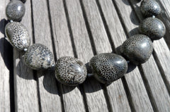 (SPL00009) Fossilised Bryozoan Coral freeform beads (large)