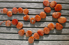 (SPL00059) Fossilised Red Horn Coral freeform beads/necklace top side drilled