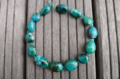 (SPL00039) Peruvian Chrysocolla organic freeform pebble beads (large)