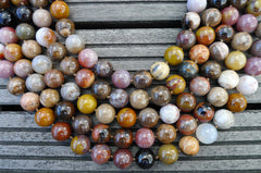 Petrified Rainbow Wood from Arizona 15-16mm round beads (ETB00261)