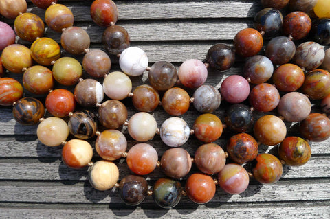 Petrified Rainbow Wood from Arizona 14-15mm round beads (ETB00260)