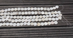 White Mother of Pearl / MOP 18-21mm pentagon carved beads (ETB00372)