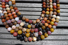 Petrified Rainbow Wood from Arizona 9-10mm round beads (ETB00262)