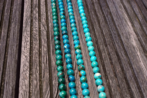 Natural Amazing blue Peruvian Chrysocolla 7-8mm round beads (ETB00459)