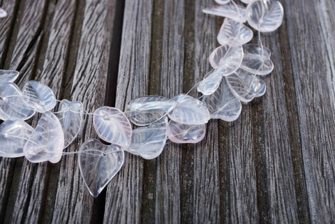 Rose Quartz (Madagascar) 9-14mm handmade leaf beads (ETB00444)