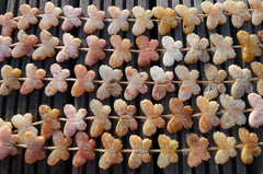 Pink Agate 25-31mm butterflies beads (ETB00315)