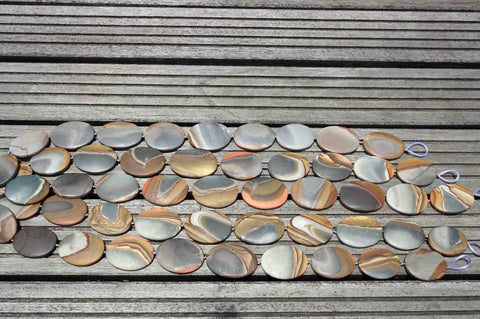 Matte Landscape/ Polychrome jasper 25-31mm oval flat beads (ETB00378)