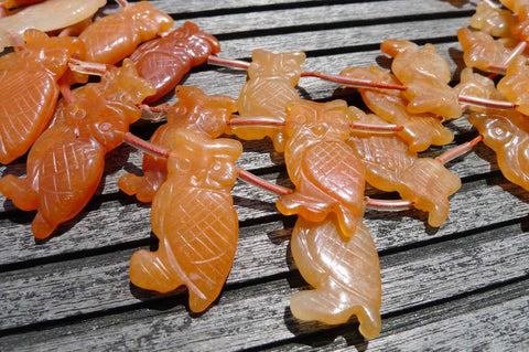 Peach Aventurine 15-18mm Owl beads (ETB00283)