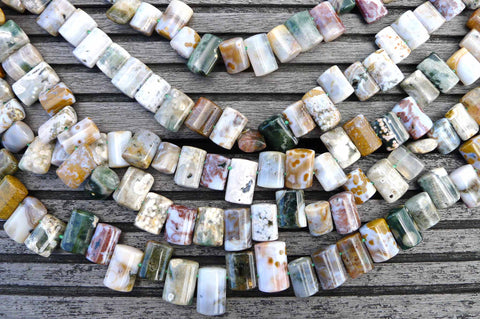 Ocean Jasper 9-12mm square beads (ETB00271)