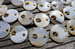 Natural Agate large 33-40mm round two holes beads (ETB00280)