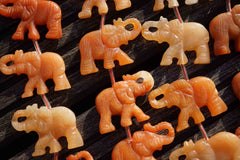 Peach Aventurine 40-43mm Elephant beads handmade (ETB00295)