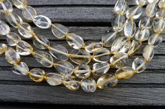 Naturtal Citrine Quartz (Brazil) 8-13mm tumble beads (ETB00461)