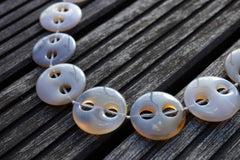 Grey Agate large 26-30mm round button two holes beads (ETB00279)