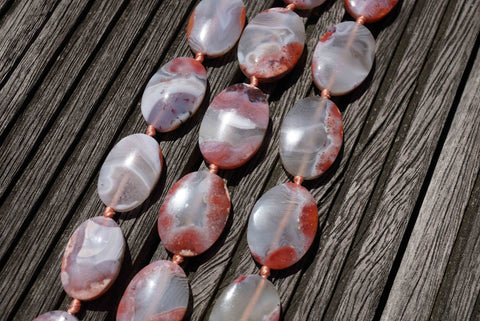 Moroccan Agate 17-23mm oval flat beads (ETB00456)