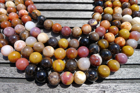 Petrified Rainbow Wood from Arizona 9-10mm round beads (ETB00262)