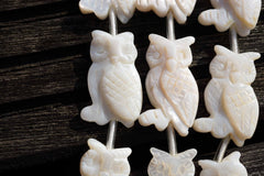 Handmade White Mother of Pearl /MOP 15-17mm Owl beads (ETB00286)