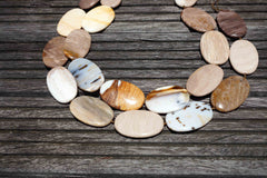 Petrified Wood 22-28mm oval flat beads (ETB00533)