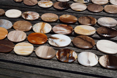 Petrified Wood 23-30mm oval flat beads (ETB00532)