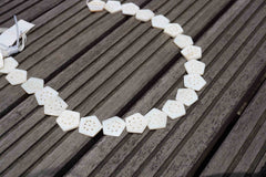 White Mother of Pearl / MOP 18-21mm pentagon carved beads (ETB00372)