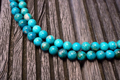 Natural Amazing blue Peruvian Chrysocolla 7-8mm round beads (ETB00459)