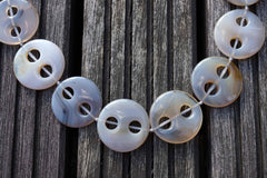 Grey Agate large 26-30mm round button two holes beads (ETB00279)