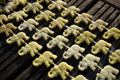 Green Jasper 35-38mm Elephant beads handmade (ETB00292)
