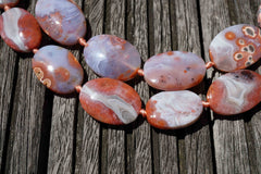 Moroccan Agate 17-23mm oval flat beads (ETB00456)