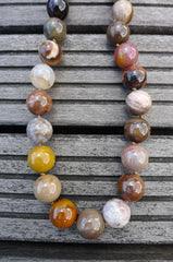 Petrified Rainbow Wood from Arizona 15-16mm round beads (ETB00261)