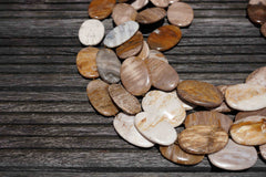 Petrified Wood 22-28mm oval flat beads (ETB00533)