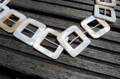 White Mother of Pearl / MOP 25-27mm square hoop beads (ETB00274)