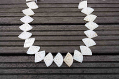 White Mother of Pearl / MOP 30-32mm sector carved beads (ETB00371)