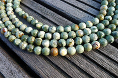 Rainforest Rhyolite 7.5-8.5mm round beads (ETB00363)