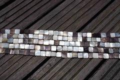 Black Mother of Pearl / MOP 8-11mm square beads (ETB00376)