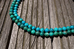 Natural Amazing blue Peruvian Chrysocolla 7-8mm round beads (ETB00459)