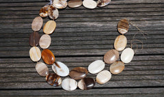 Petrified Wood 23-30mm oval flat beads (ETB00532)