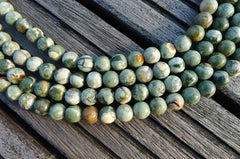 Rainforest Rhyolite 7.5-8.5mm round beads (ETB00363)