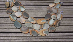 Matte Landscape/ Polychrome jasper 25-31mm oval flat beads (ETB00378)