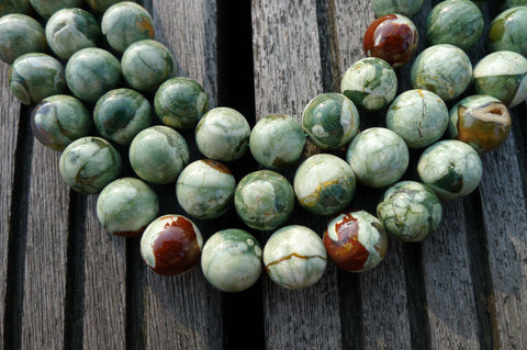 Rainforest Rhyolite 10-10.5mm round beads (ETB00362)