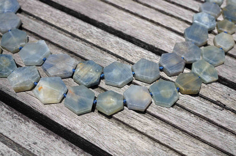 Rare Blue Sapphire corundum hexagon beads (ETB00415)